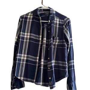 Woman’s Vintage Abercrombie & Fitch Navy and White Plaid Button-Down Shirt